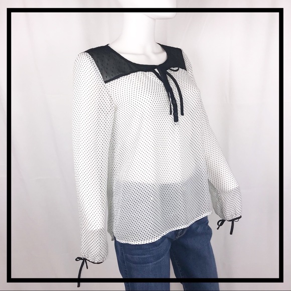 GUESS Sheer Polka Dotted Blouse Size Small - Picture 2 of 6